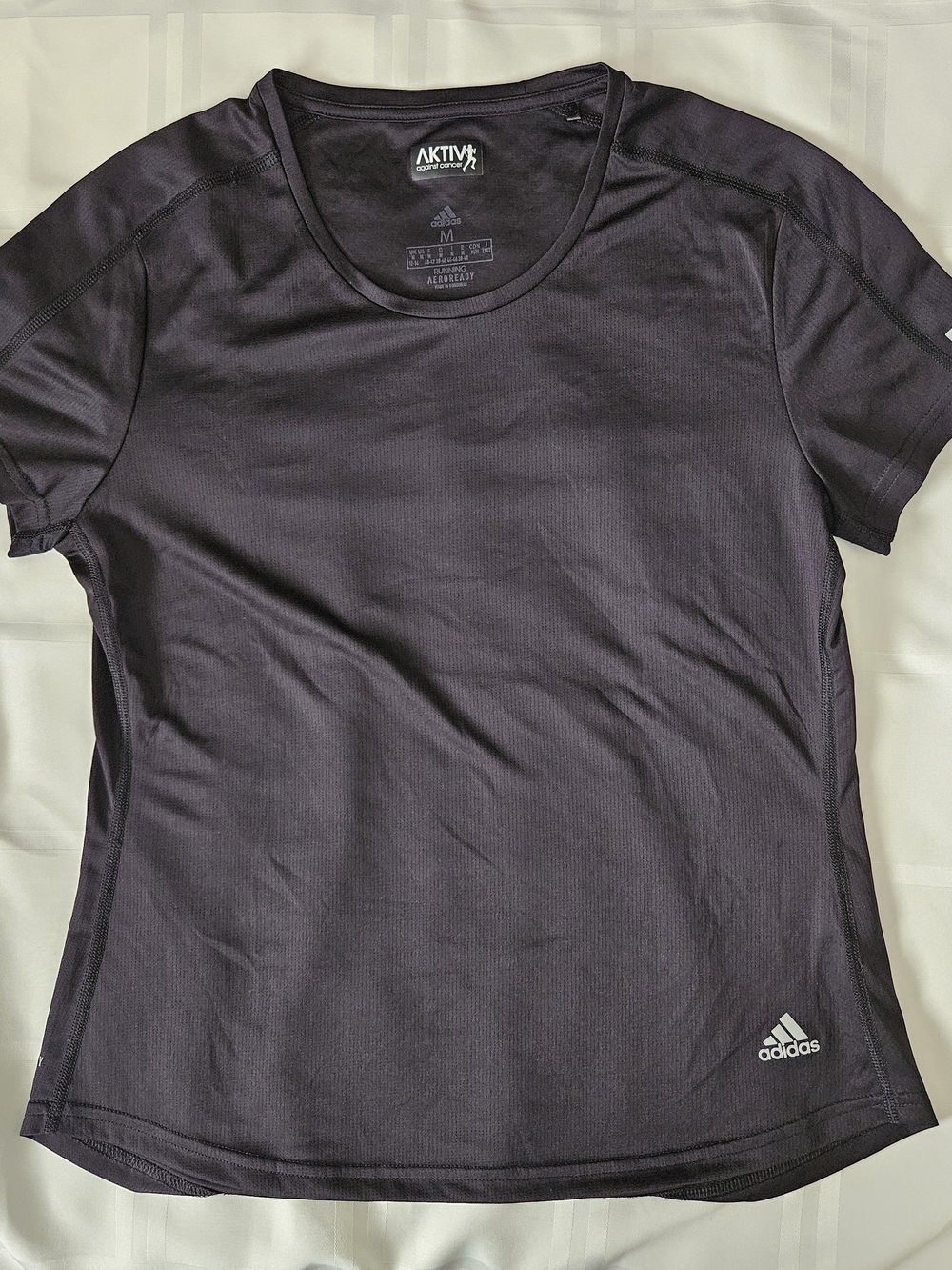 adidas Black Aktiv Against Cancer Performance Tee, Size Medium, Black